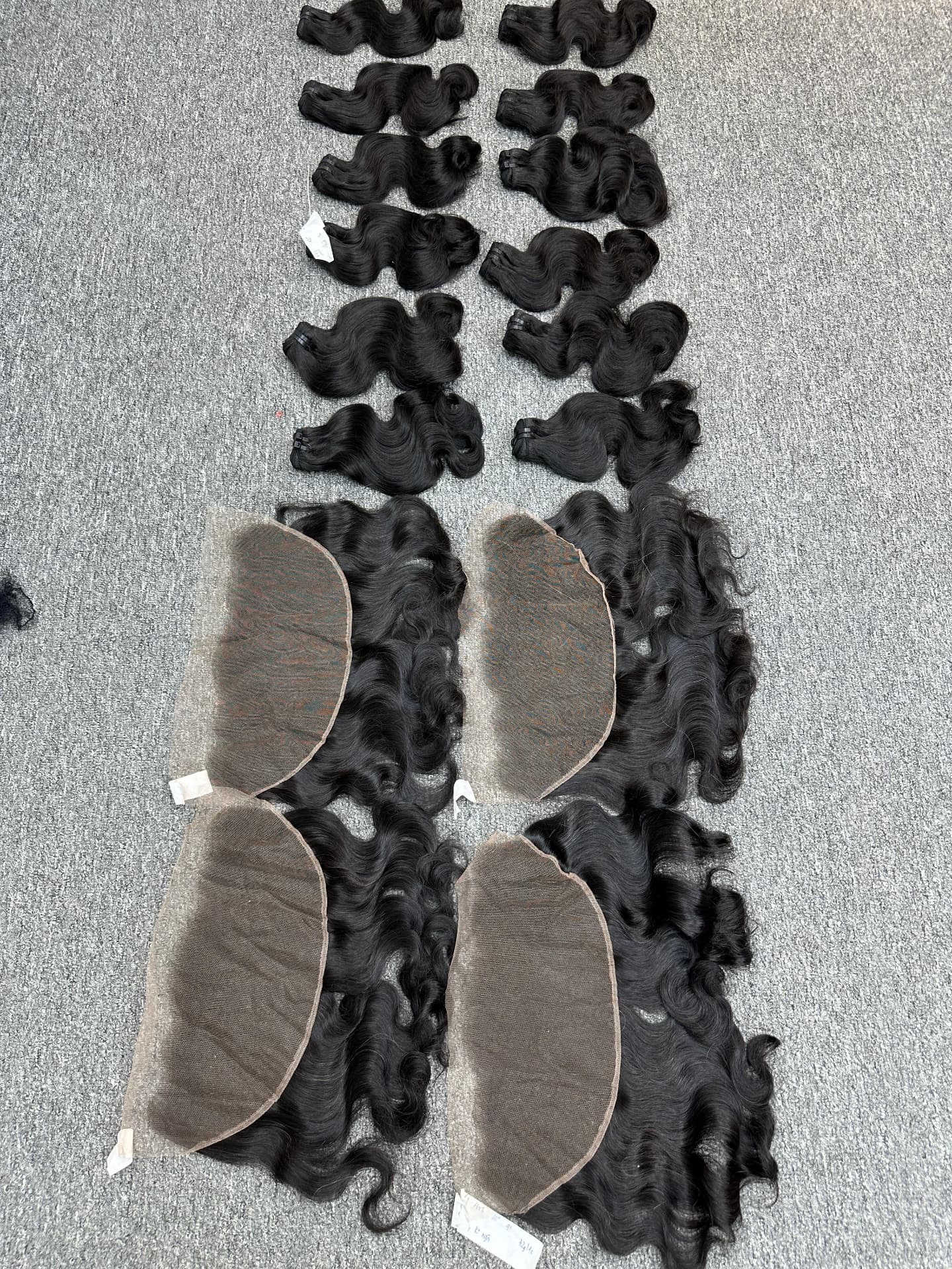 Body wave wefts with matching lace frontals ready for a retailer order