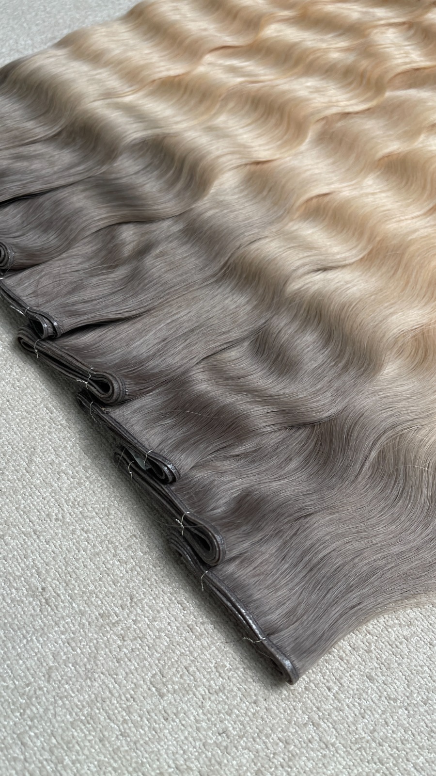 Ash and pale blonde Genius Wefts produced on the RemyPatra line
