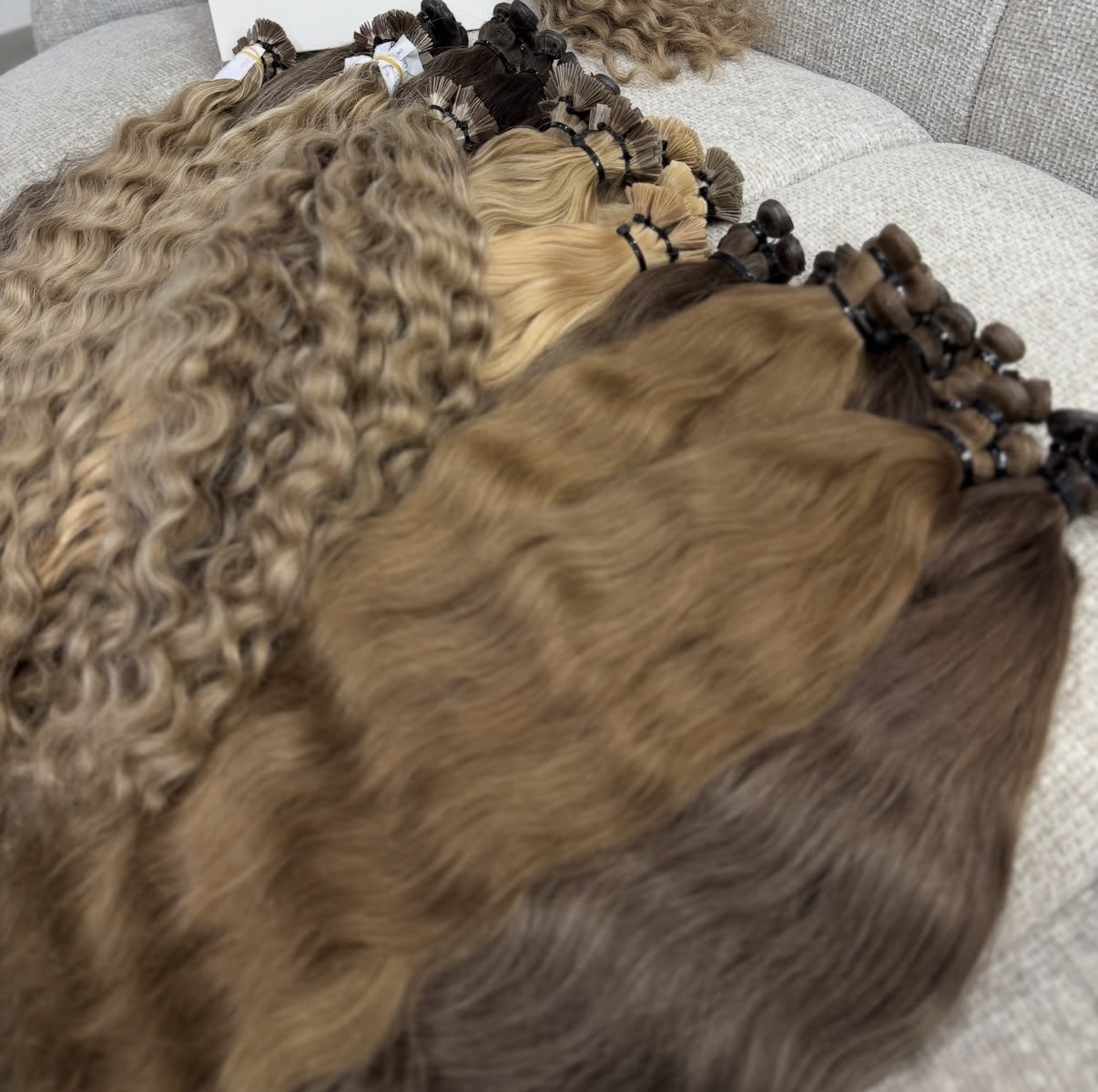 Cool mushroom brown developed hair prepared into bonds